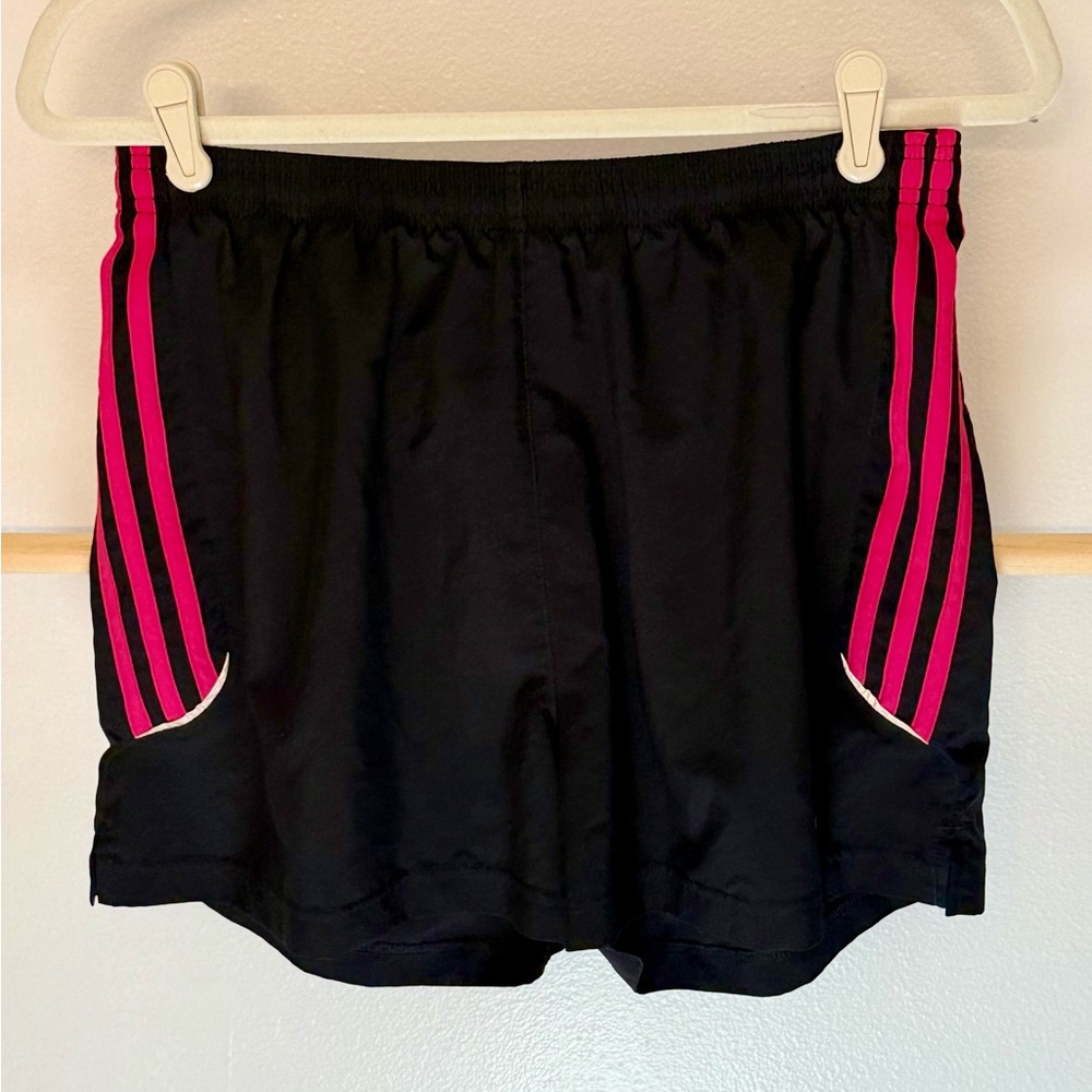 ADIDAS Women’s Climalite Running‎ Shorts Black w/Pink Stripes Size M